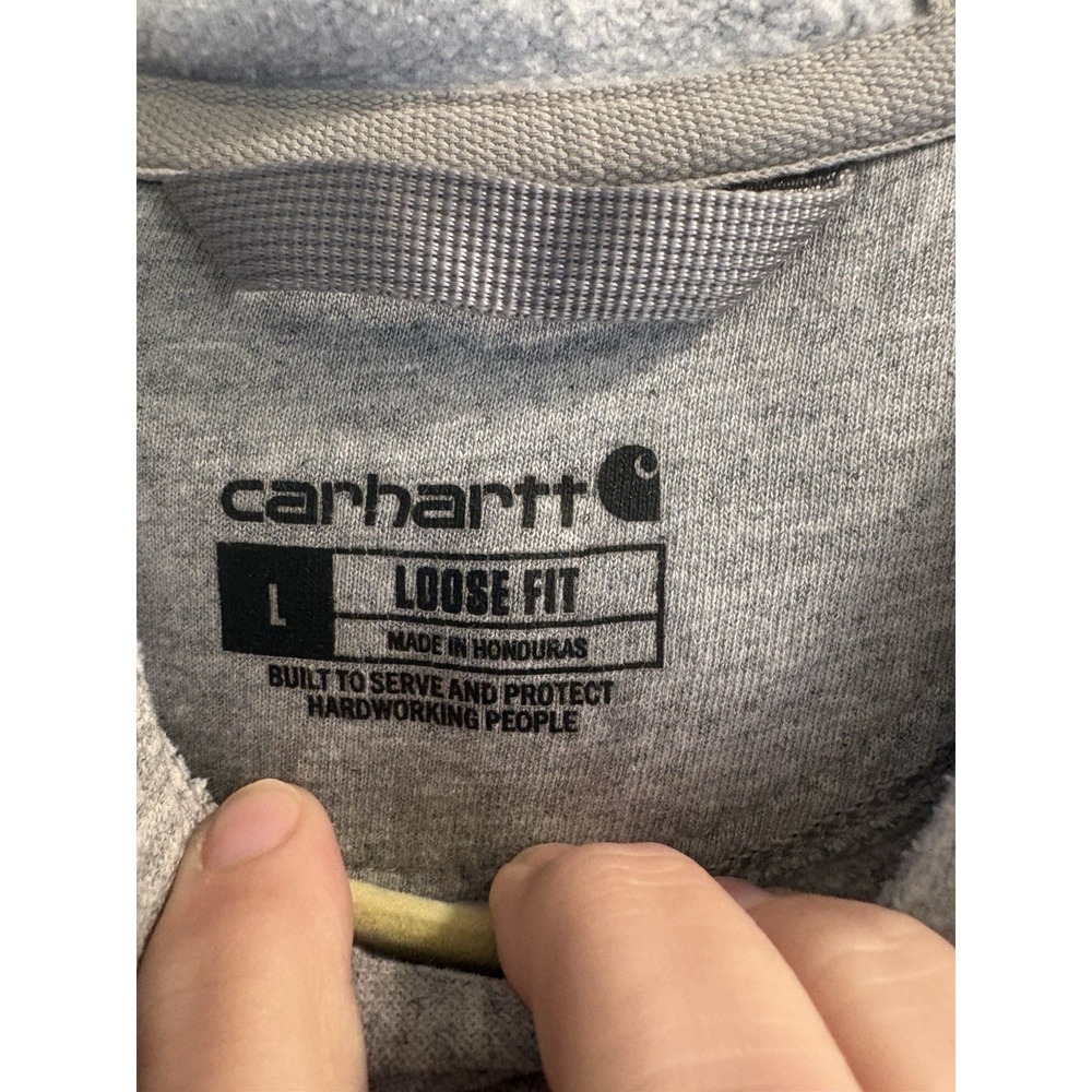 Carhartt Gray Fleece Loose Fit Hooded Sweatshirt Men's L - Picture 4 of 4
